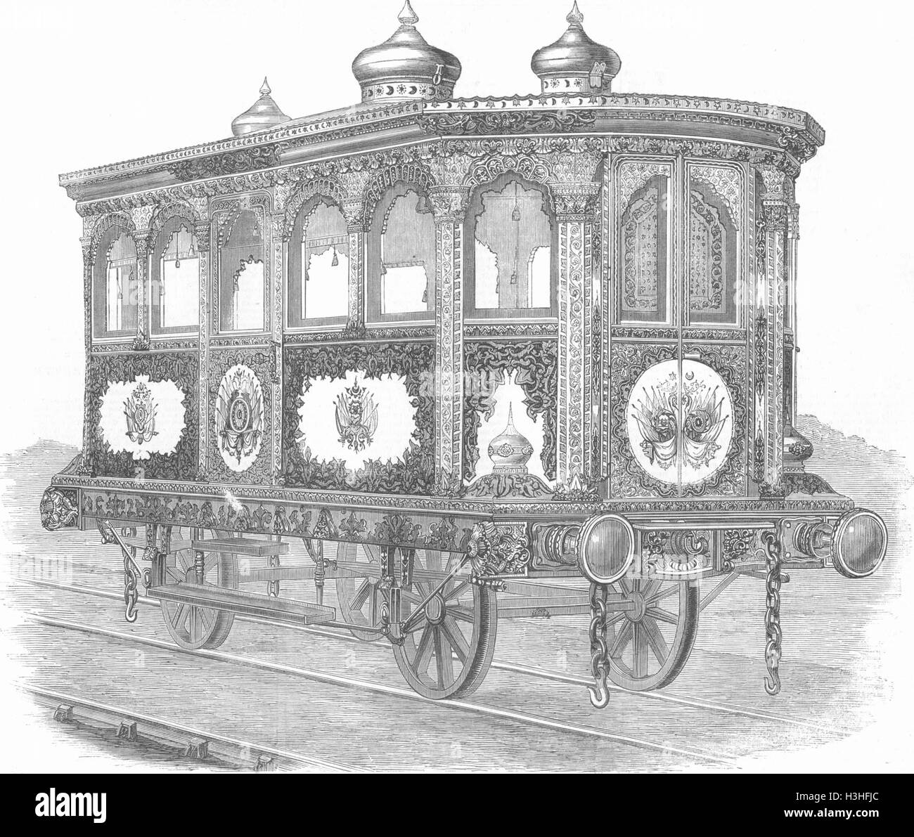 Egitto Estate carrozza ferroviaria per il viceré d'Egitto 1858. Illustrated London News Foto Stock