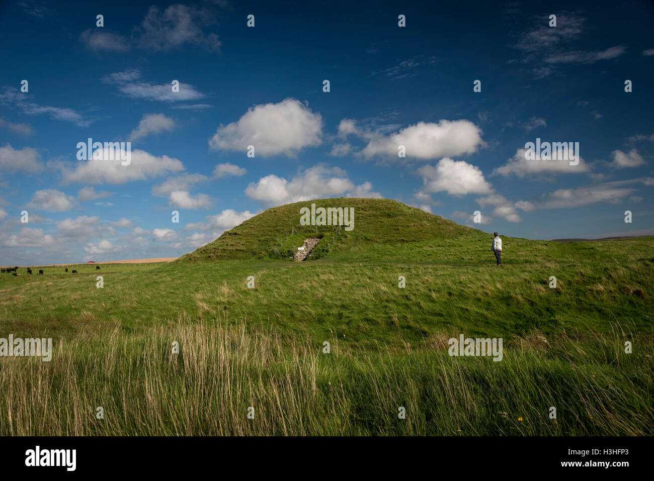 Neolitico Maeshowe chambered cairn sulla terraferma e Isole Orcadi Scozia, Regno Unito Foto Stock
