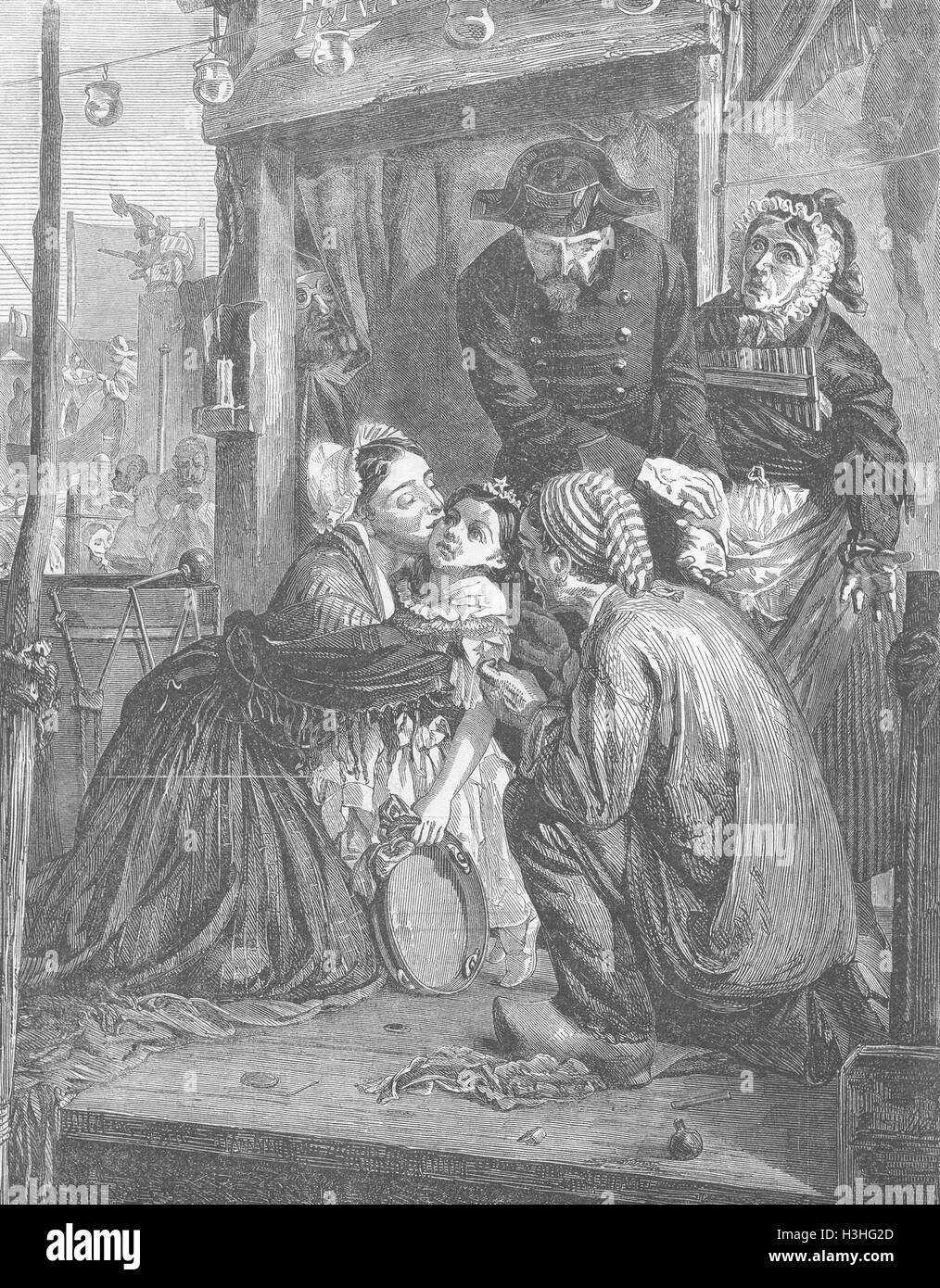 Bambini contadini francesi trovare bambino rubato 1859. Illustrated London News Foto Stock