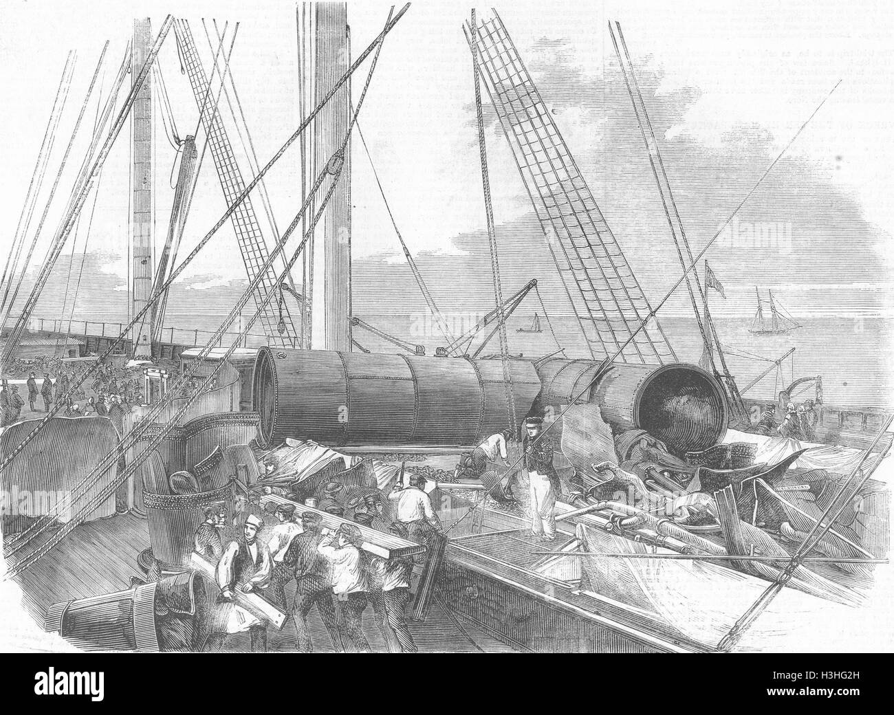 Le catastrofi riparazione incidente, Great Eastern 1859. Illustrated London News Foto Stock