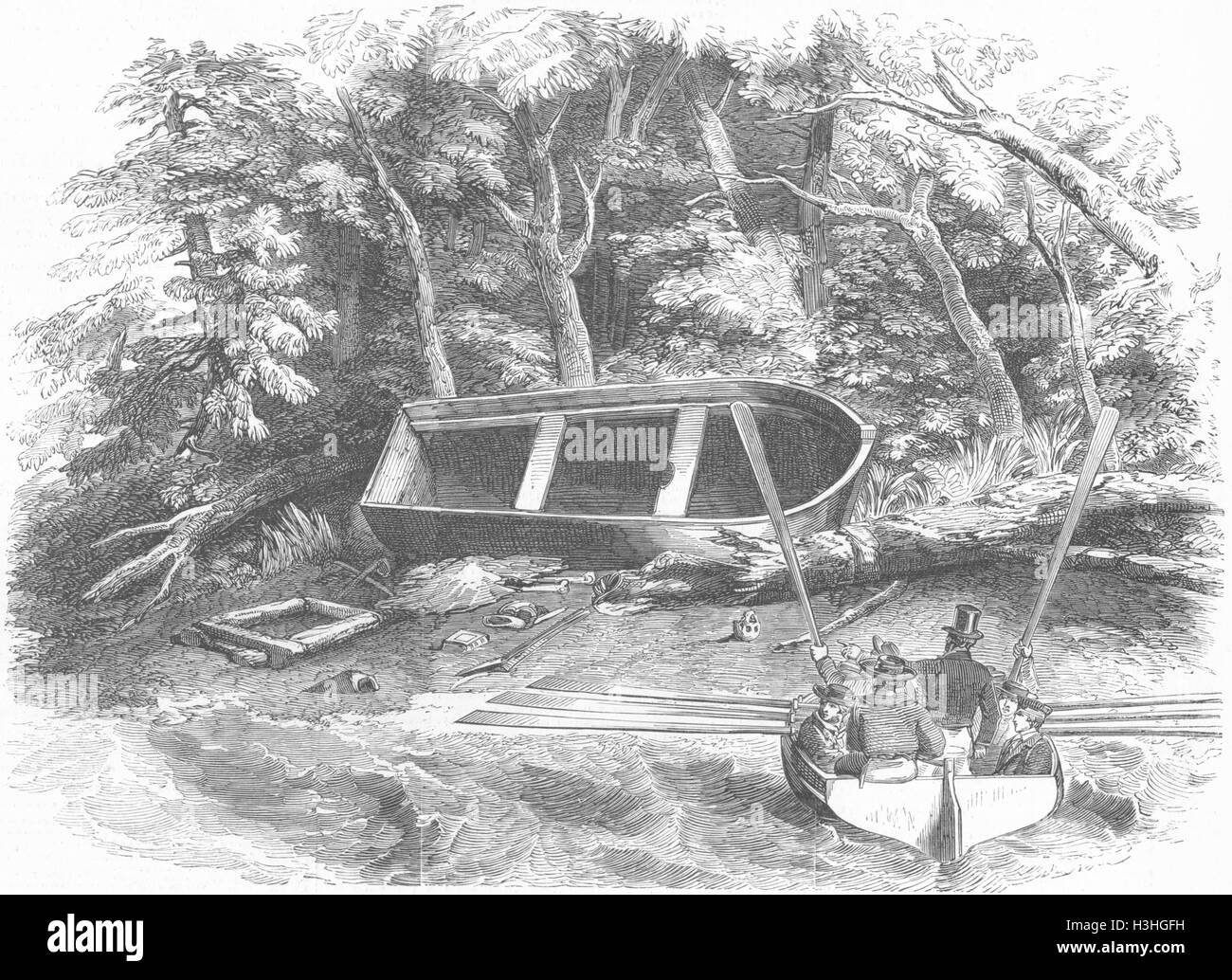 MILITARIA Gardiner rimane; Pioneer, dormendo in barca a 1852. Illustrated London News Foto Stock