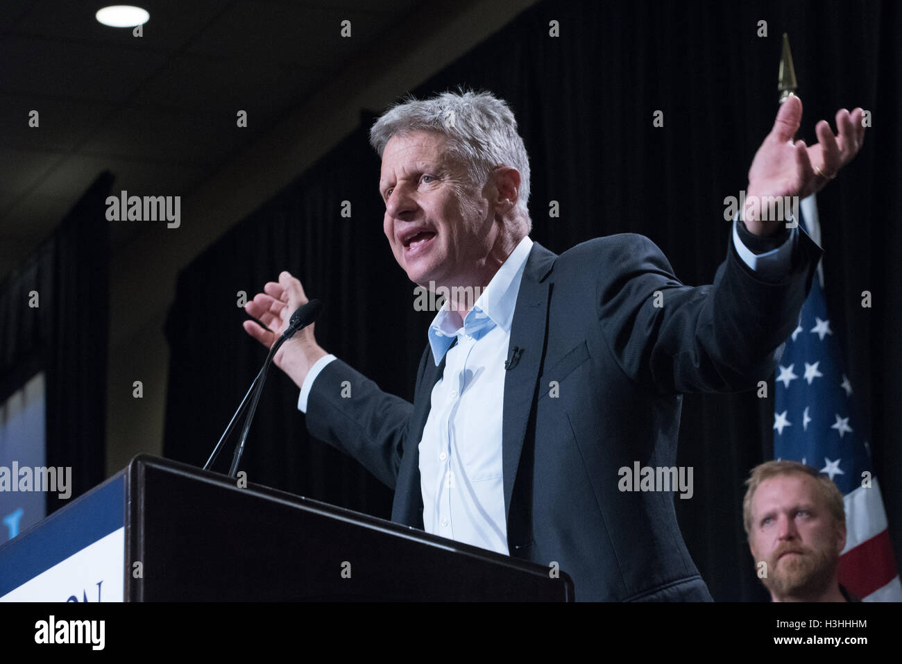 Il candidato presidenziale governatore Gary Johnson parla al Johnson/saldatura rally presidenziale presso il centro di Seattle Sheraton il 17 settembre 2016 a Seattle, WA Foto Stock