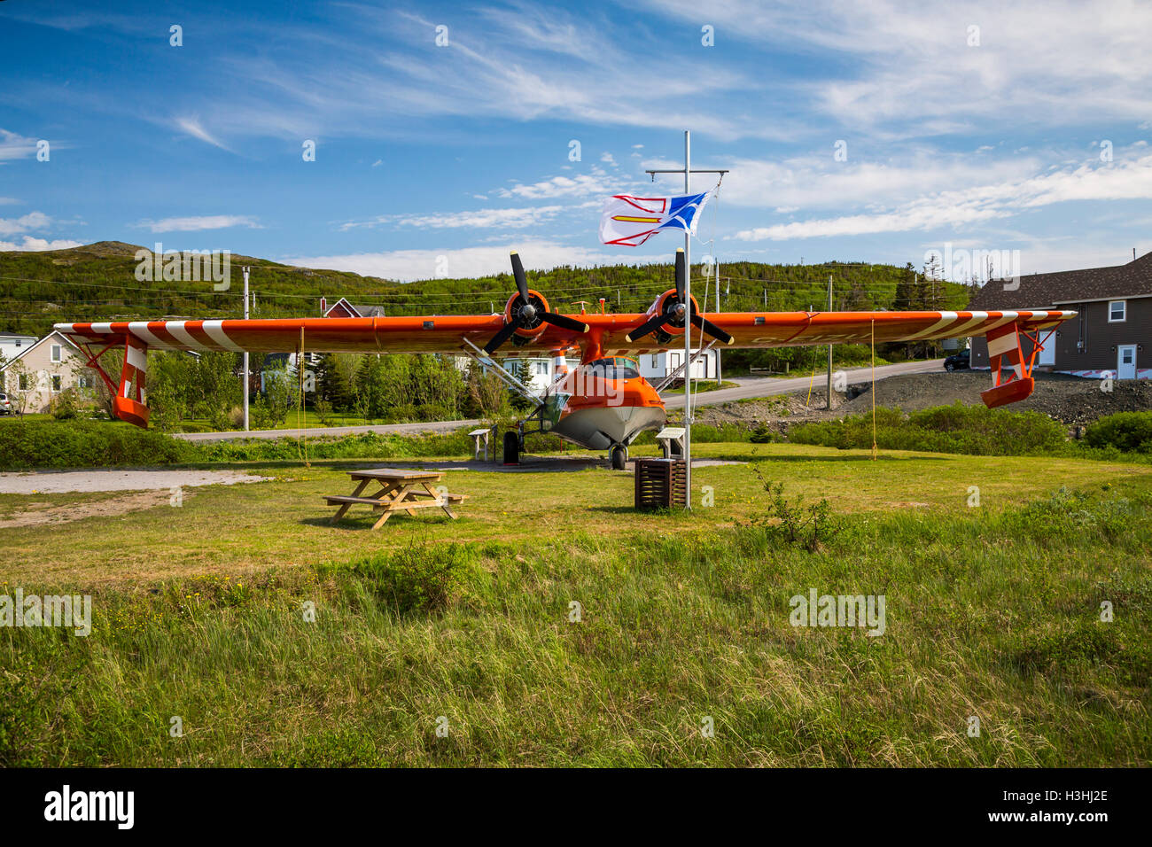 Una Canso smantellata bombardieri ad acqua nel Memorial Park a San Antonio, Terranova e Labrador, Canada. Foto Stock