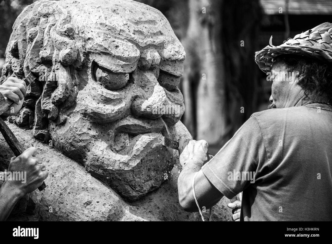 Indonesia Bali Ubud famosa Foresta delle Scimmie mason scultura Foto Stock