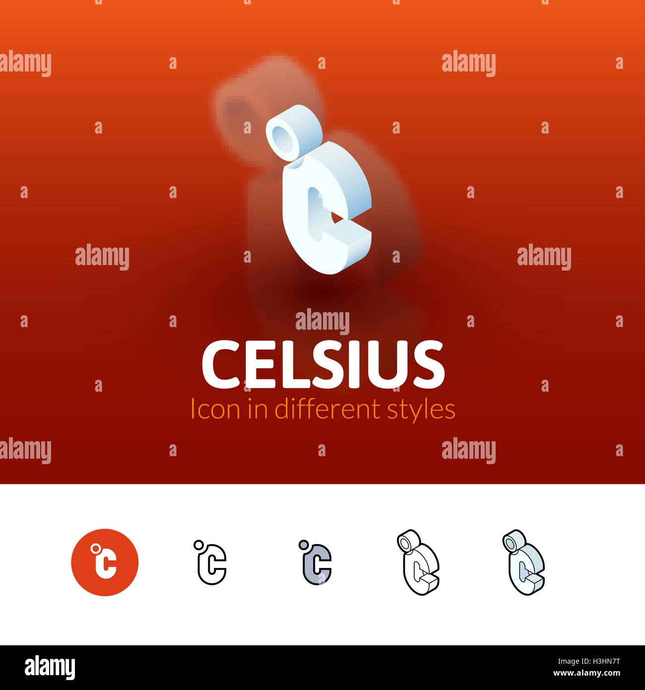 Icona di Celsius in stile differente Illustrazione Vettoriale