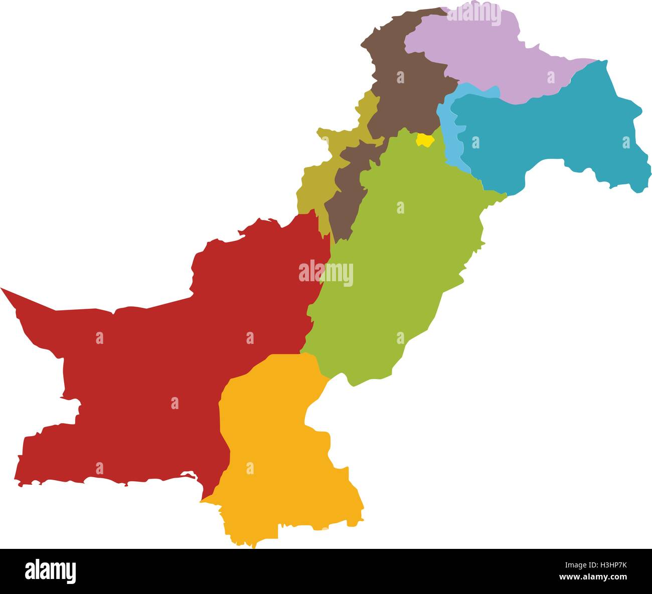 Pakistan mappa con tutti gli stati e province Illustrazione Vettoriale