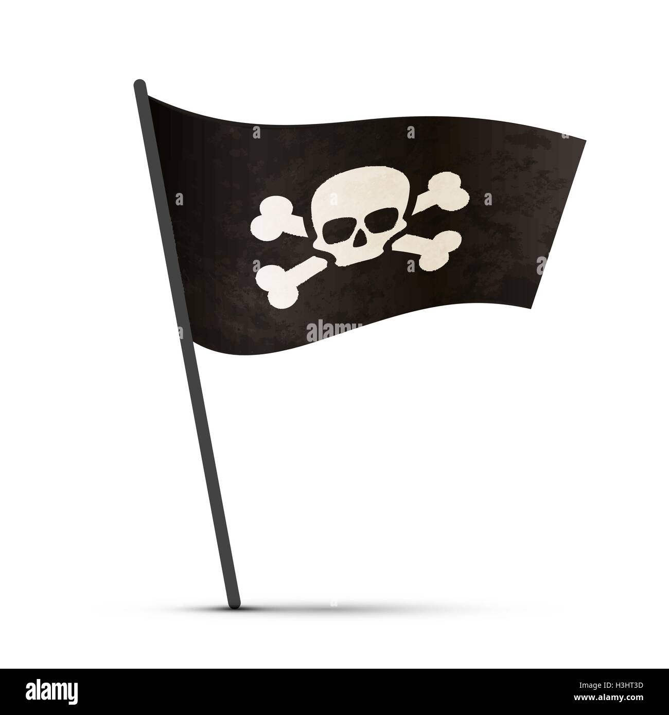 Bandiera pirata su un palo con ombra Illustrazione Vettoriale