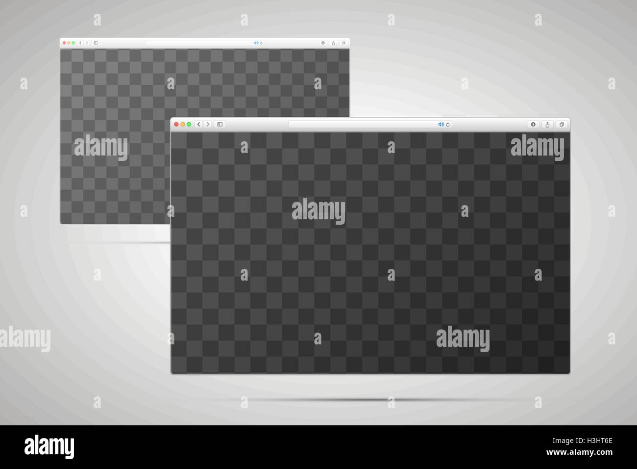 Due finestre del browser con trasparente per lo schermo Illustrazione Vettoriale