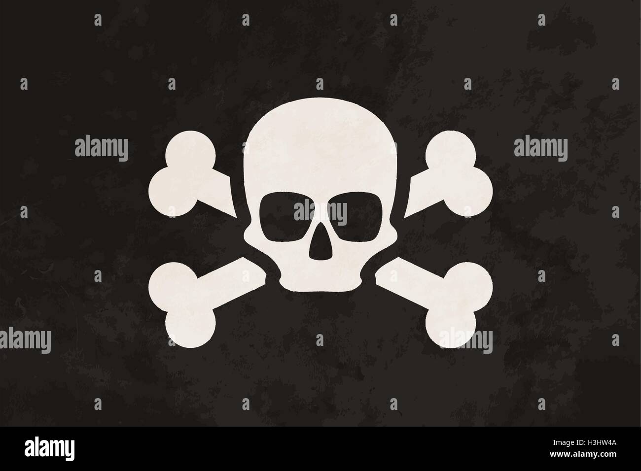 Bandiera pirata con Teschio e Ossa Croce Illustrazione Vettoriale