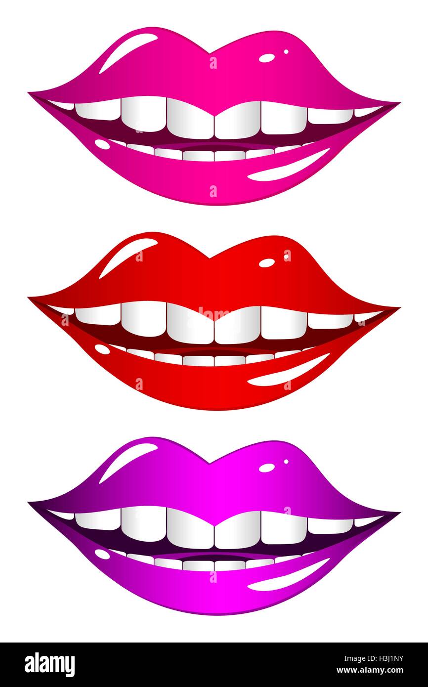 Bocca ride. Impostare Illustrazione Vettoriale
