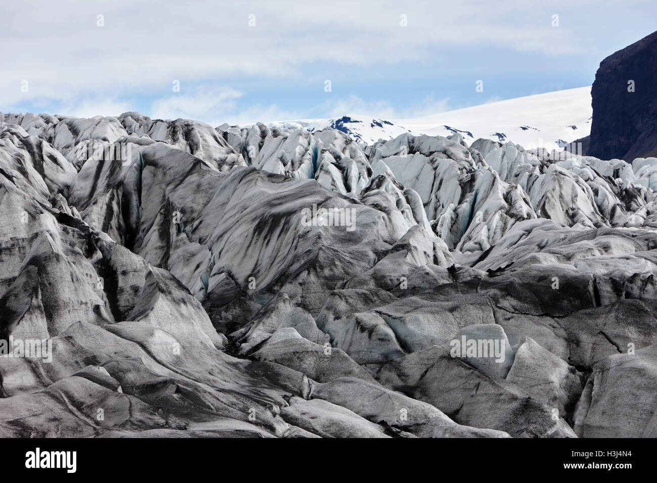 Le fessure a Skaftafell ghiacciaio Vatnajokull parco nazionale in Islanda Foto Stock