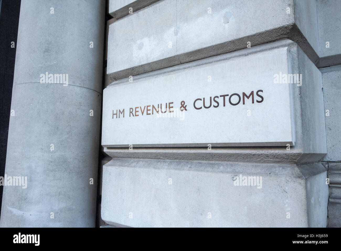 HM Revenue & Customs edificio segno. Londra, Regno Unito Foto Stock