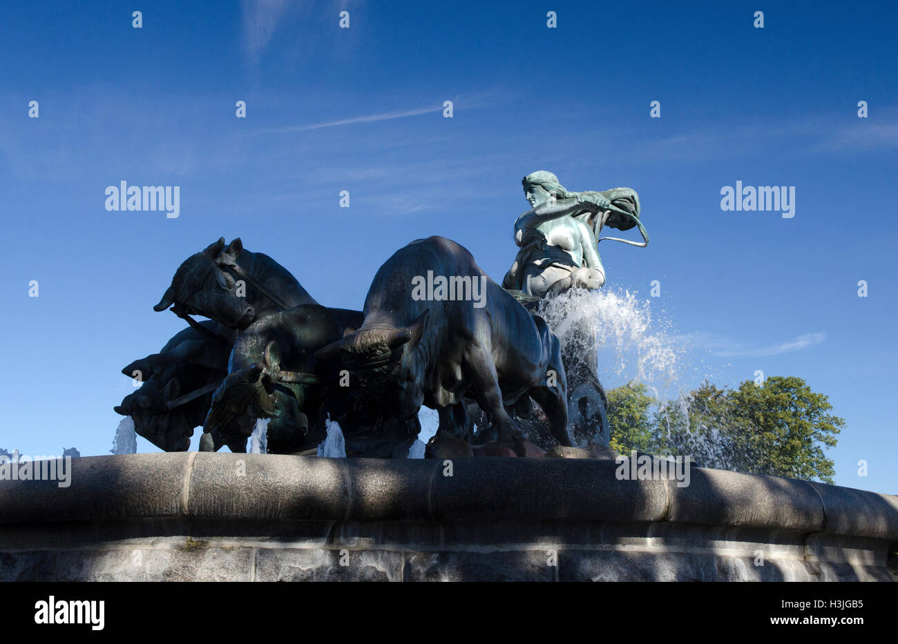 Fontana Gefion,Wishing Well,norreni dea gefjun,4 figli come buoi,creazione di Zelanda,l'aratura Foto Stock