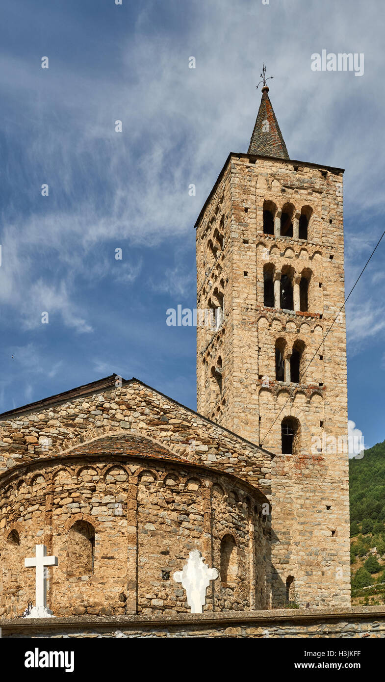 Esglèsia parroquial romànicaa de Sant Just i Sant pastore figlio, Pallars Sobirà, Alt Àneeu, Foto Stock
