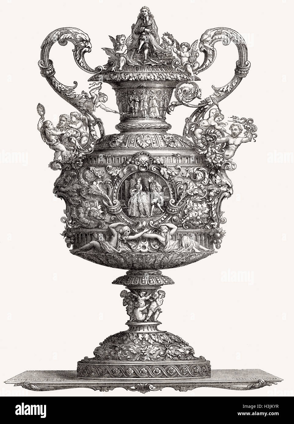 Un vaso dedicato a Molière, da Hercule Catenacci Louis, 1816-1884, pittore illustratore, incisore e paesaggio acquarellista F Foto Stock