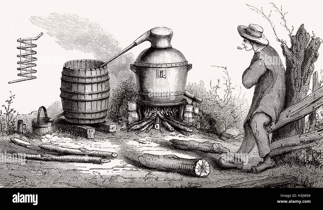Una distilleria rurale del XIX secolo Foto Stock