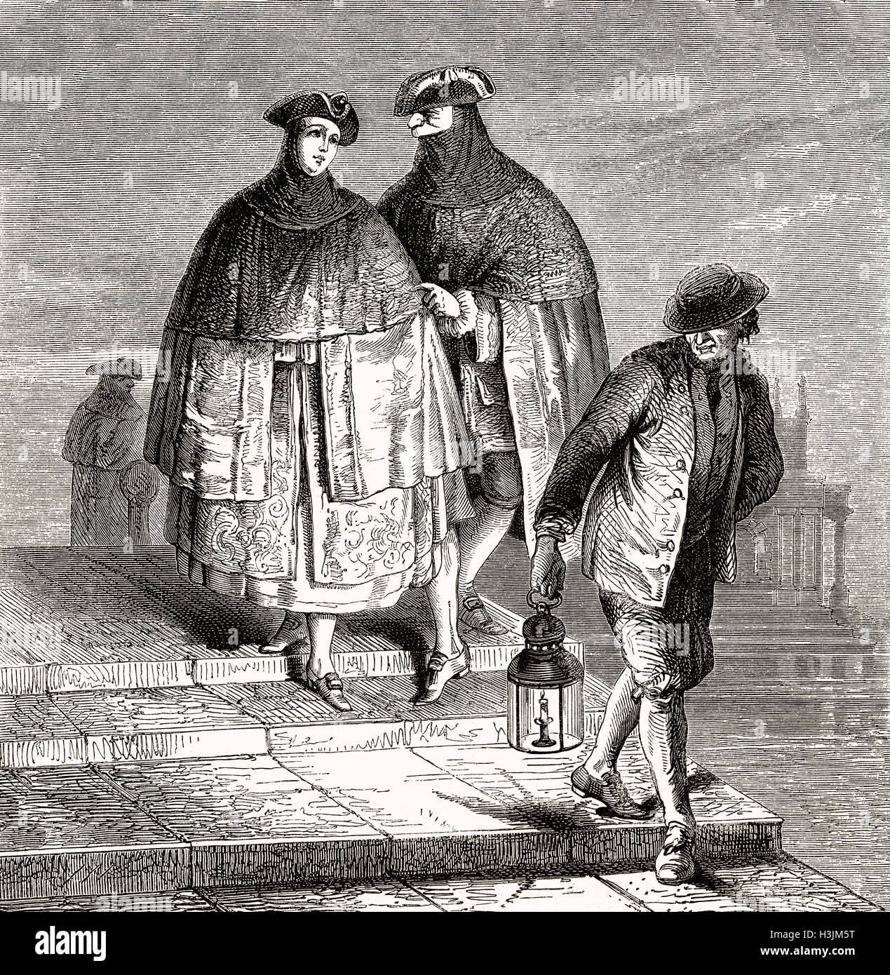 Costumi veneziani del XVIII secolo Foto Stock