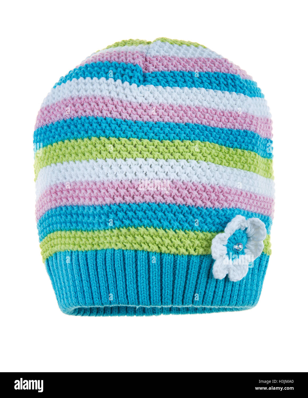 Bambini Cappello invernale isolato su uno sfondo bianco. Foto Stock