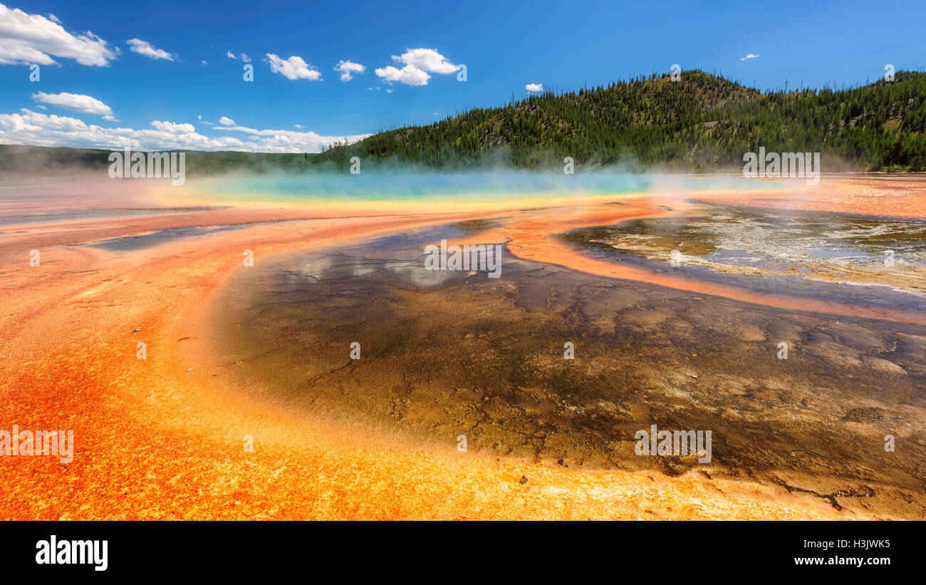 Piscina termale Grand Prismatic Spring nel Parco Nazionale di Yellowstone, wyoming Foto Stock