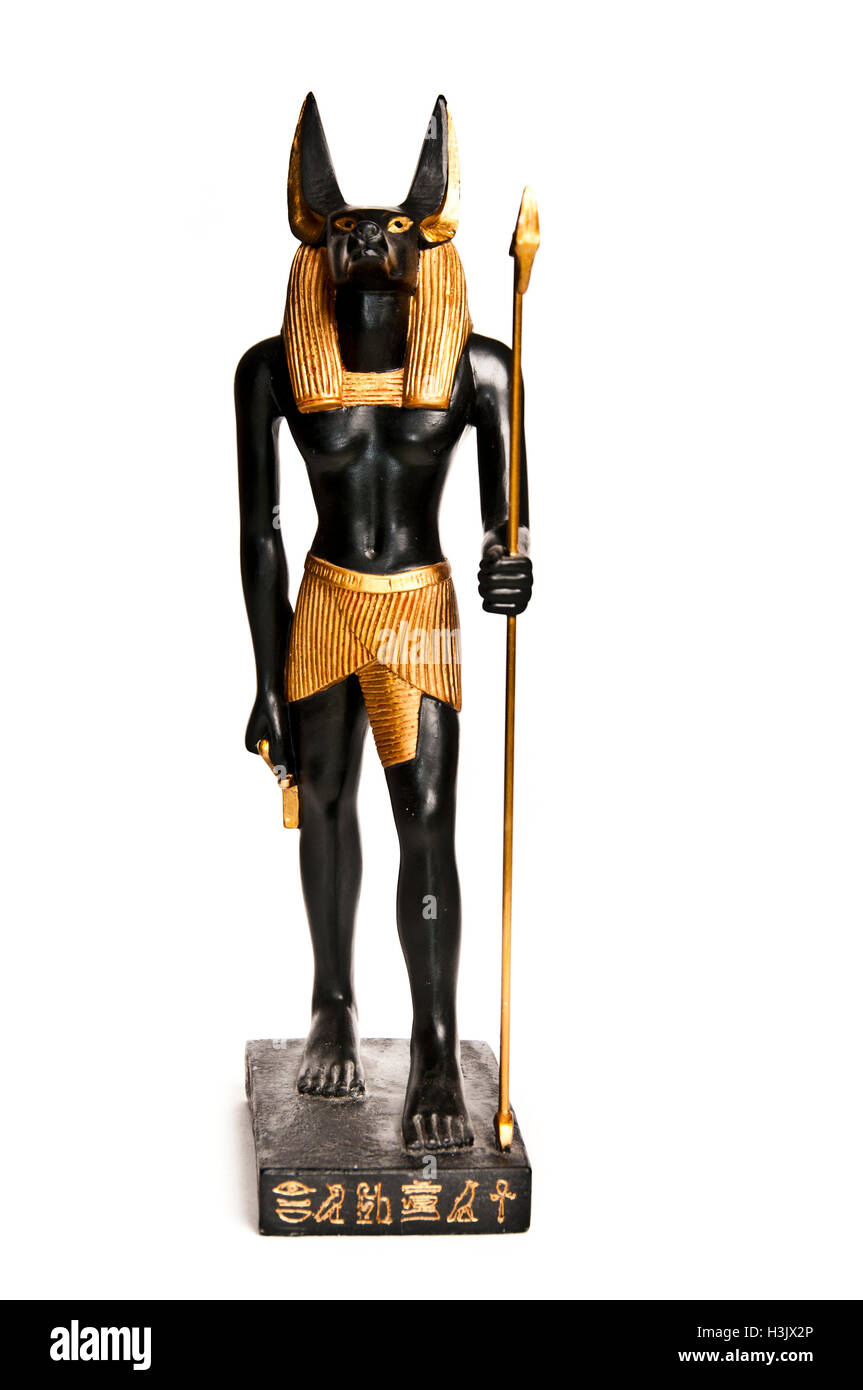 ANTICA MITOLOGIA EGIZIA STATUA 2 DEA ANUBI STATUETTA Oro Nero EUR 62,43