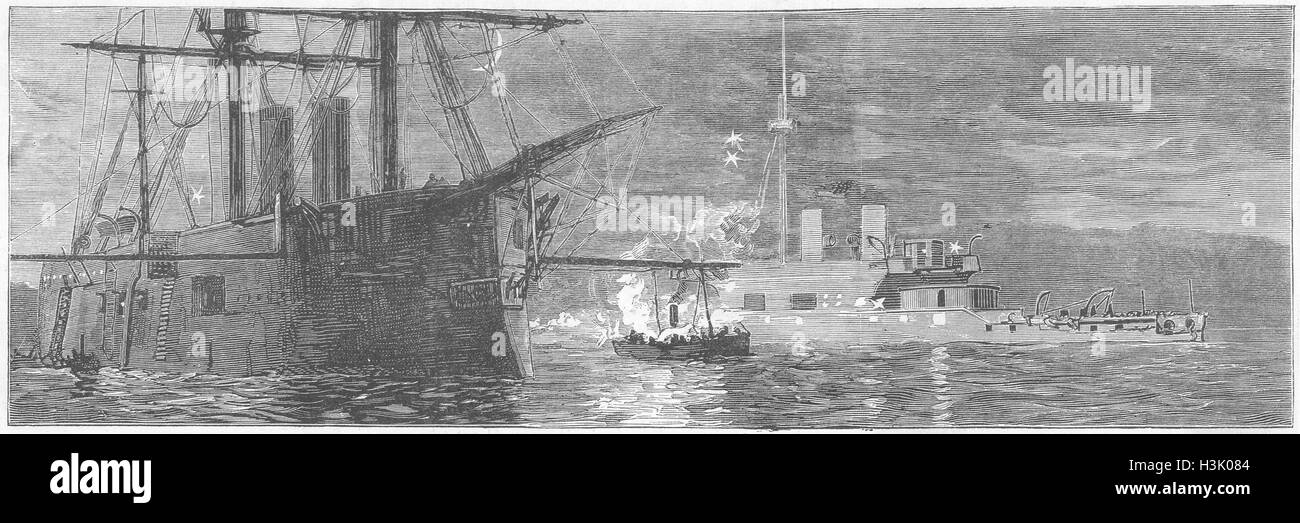 In Italia la flotta britannica, Trieste sera serenade 1881. Il grafico Foto Stock
