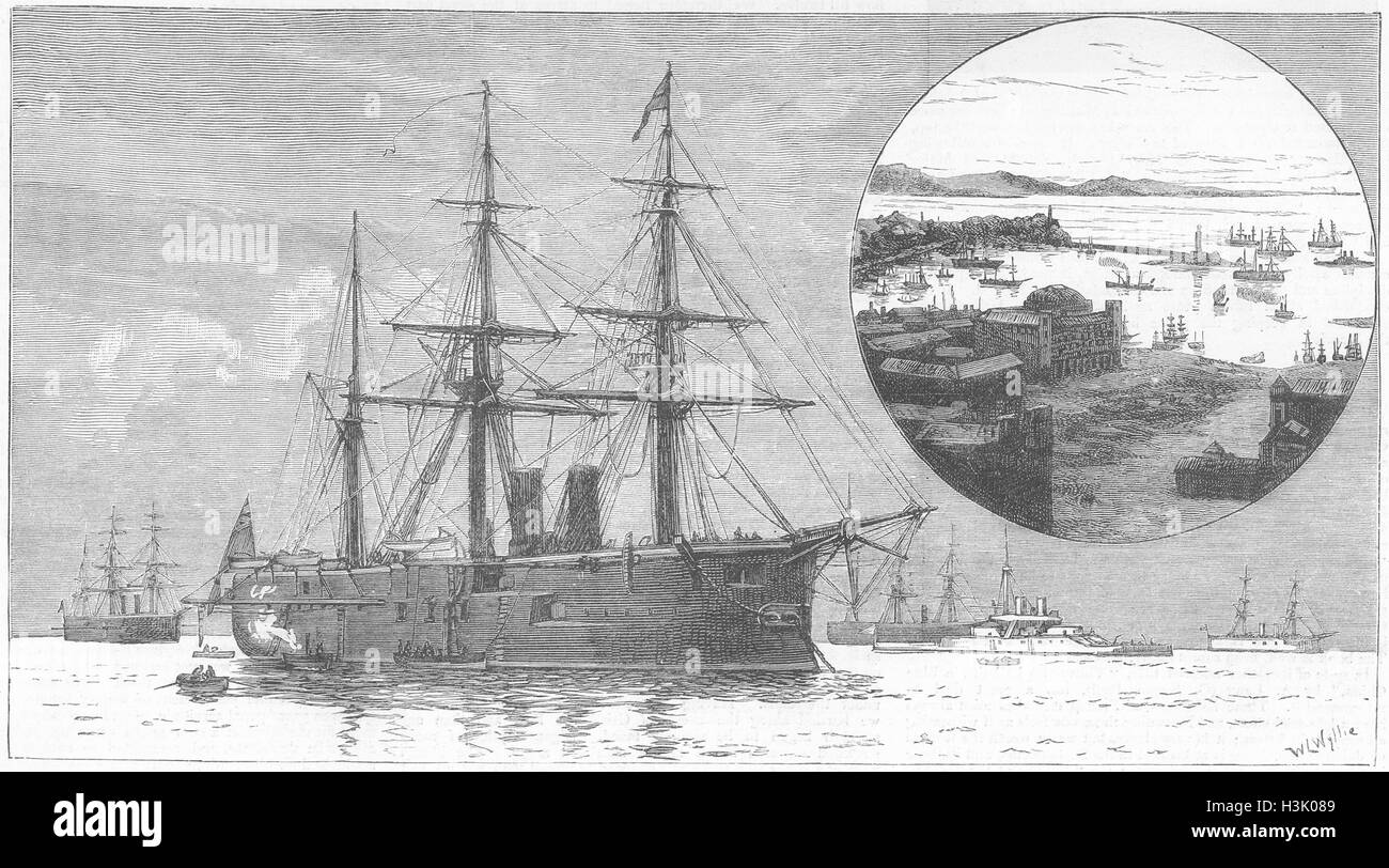 In Italia la flotta britannica, il porto di Trieste 1881. Il grafico Foto Stock