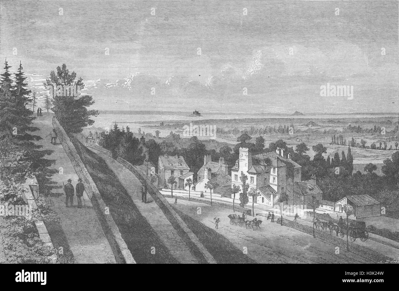 AVRANCHES Baia del Monte San Michele, da , Normandia 1874. Il grafico Foto Stock