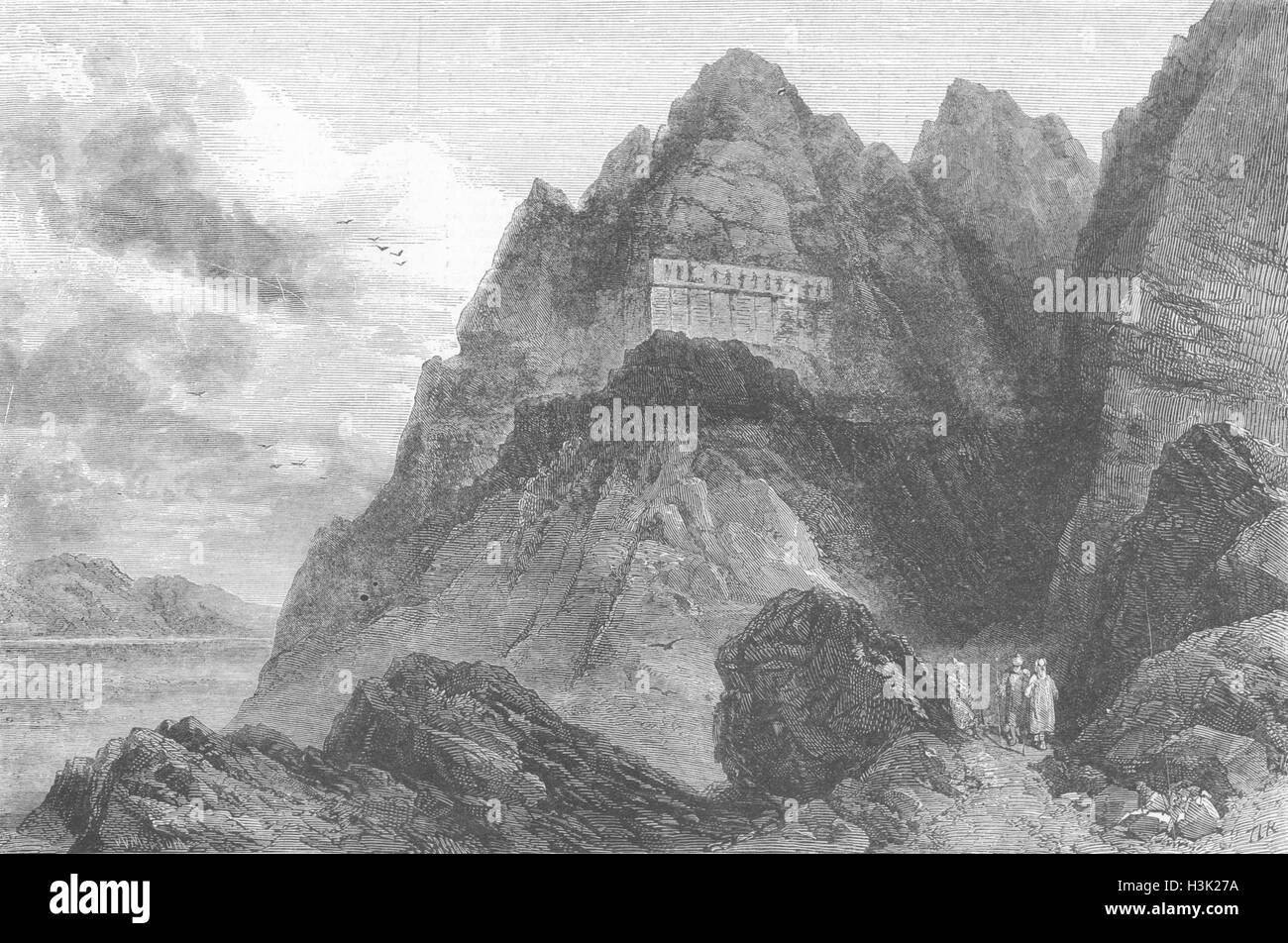IRAN scultura assira, Kermanshah, Shalmaneser, 1874. Il grafico Foto Stock
