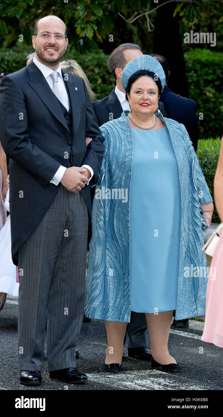 Tirana, Albania. 08 ott 2016. La Granduchessa Maria di Russia e il Principe Ali d'Egitto Royal Wedding di S.A.R. il Principe ereditario Leka II del Abanians e Miss Elia Zaharia, 8 ottobre 2016, Tirana Albany, 08-10- 2016 Foto: Albert Nieboer//point de vue fuori - nessun filo SERVICE -/dpa/Alamy Live News Foto Stock