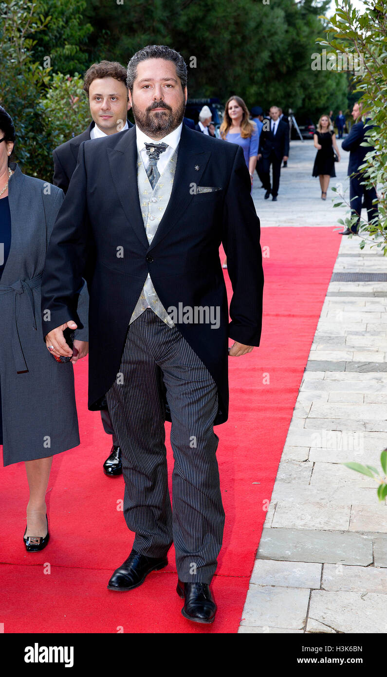 Tirana, Albania. 08 ott 2016. Il granduca Giorgio di Russia Royal Wedding di S.A.R. il Principe ereditario Leka II del Abanians e Miss Elia Zaharia, 8 ottobre 2016, Tirana Albany, 08-10- 2016 Foto: Albert Nieboer//point de vue fuori - nessun filo SERVICE -/dpa/Alamy Live News Foto Stock
