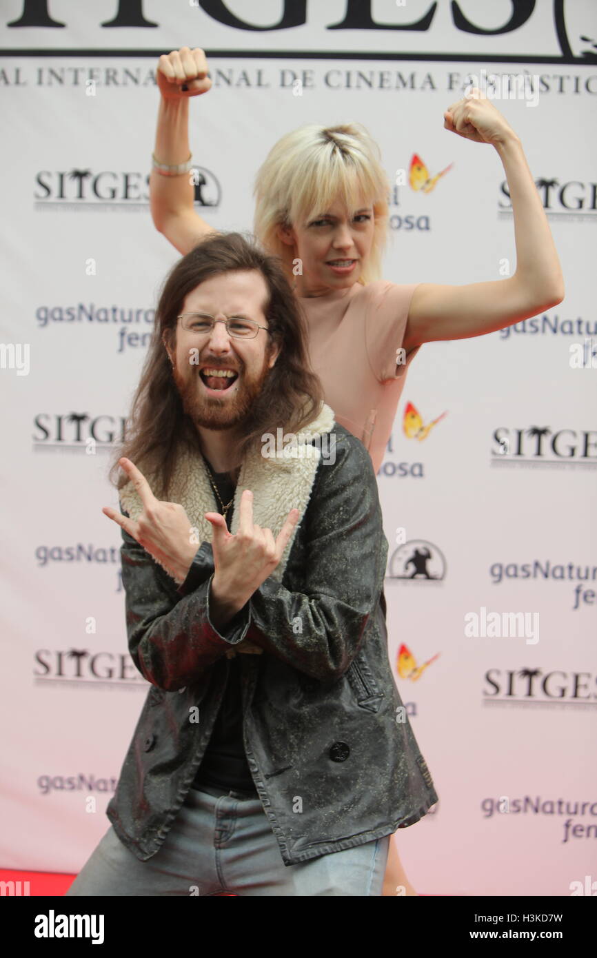 49 Festival Internacional de Cinema fantastico de Catalunya-Sitges 2016. Esso Photocall macchie le sabbie rosso. Colin Minihan & Brittany Allen. Foto Stock