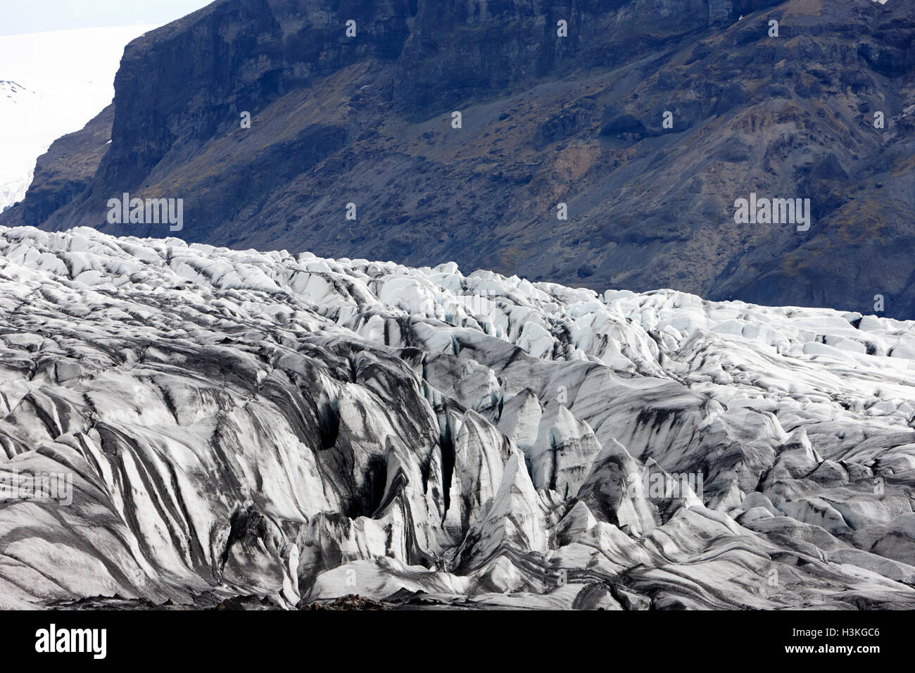 Le fessure a Skaftafell ghiacciaio Vatnajokull parco nazionale in Islanda Foto Stock