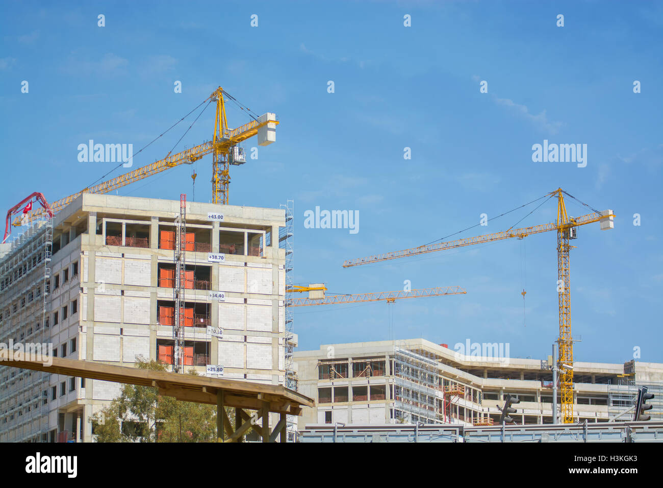 Sito in costruzione di gru Foto Stock