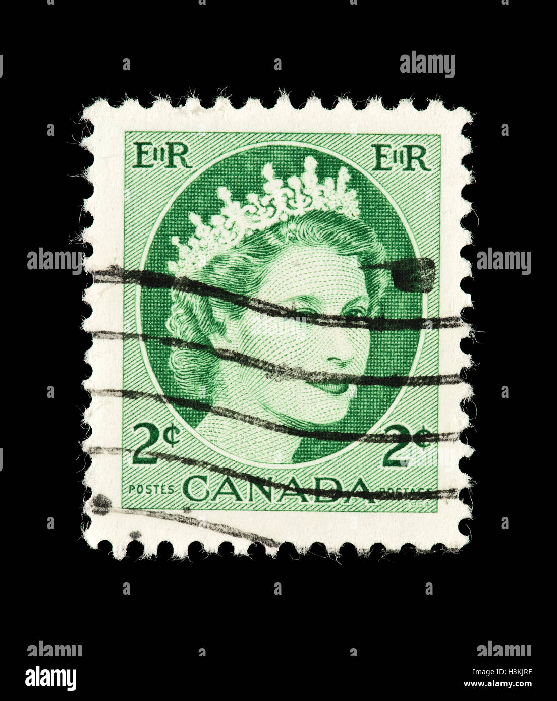 Francobollo dal Canada raffigurante la regina Elisabetta II di Gran Bretagna. Foto Stock