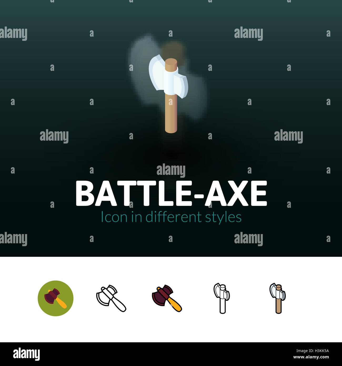Icona Battle-Ax in stile differente Illustrazione Vettoriale