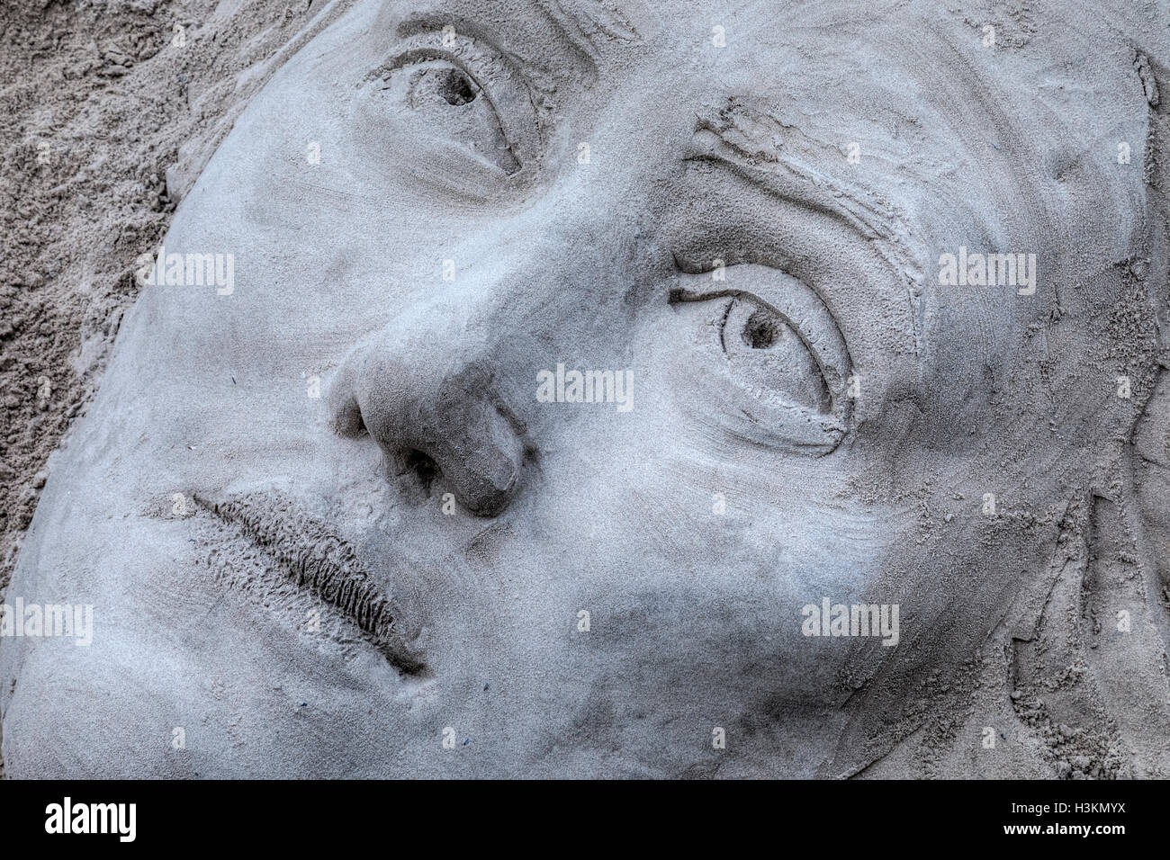 La scultura di sabbia, South Bank di Londra, England, Regno Unito Foto Stock