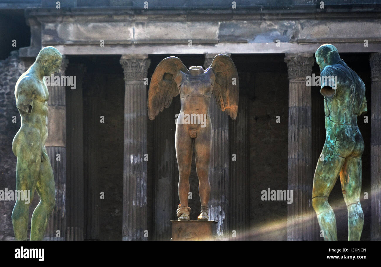 Gli affreschi e le rovine romane di Pompei. L'Italia. Foto Stock