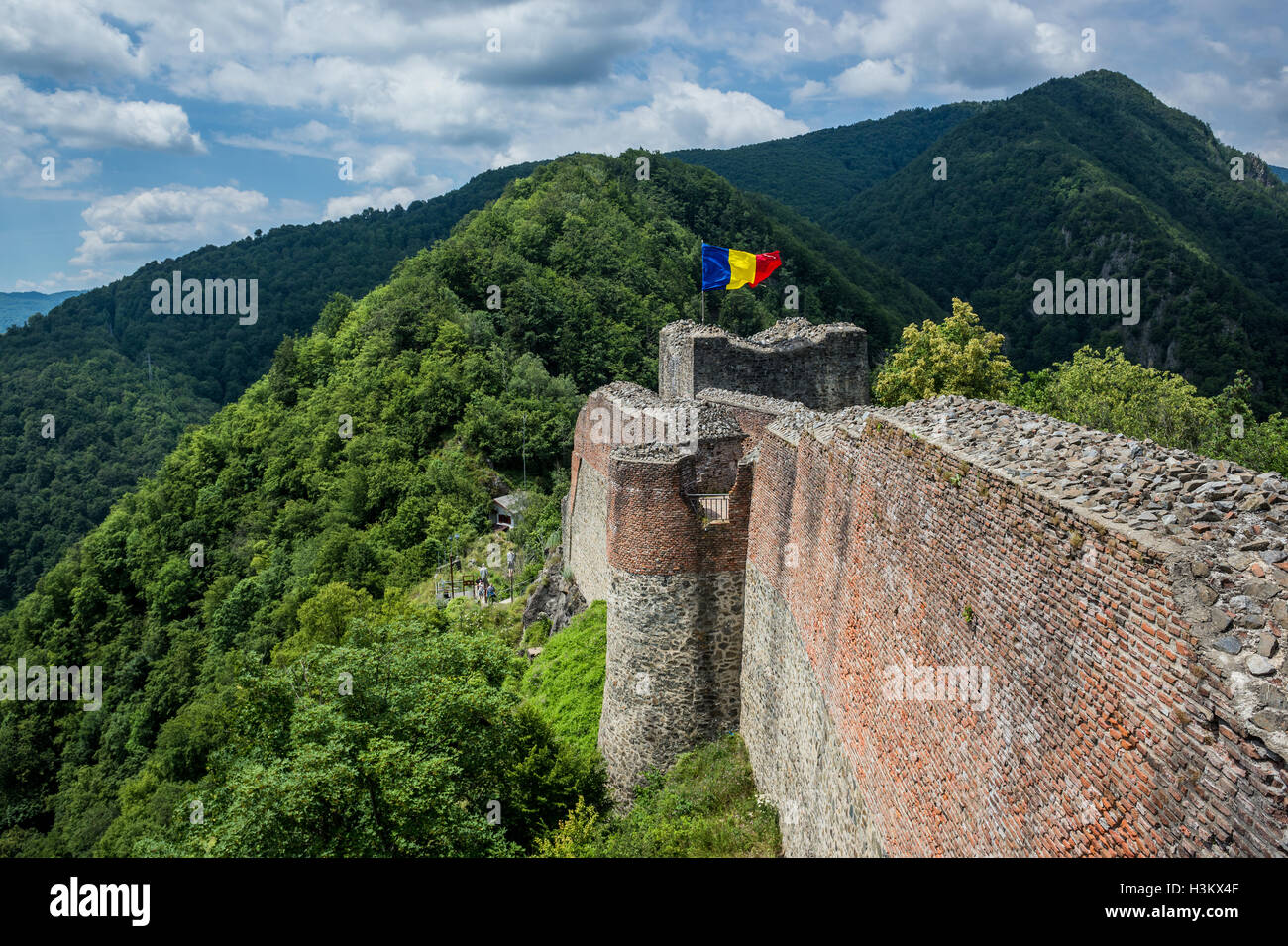 Il castello di Poenari anche chiamato Cittadella Poenari sull altopiano del Monte Cetatea, Romania, uno dei principali fortezza di Vlad III Impalatore Foto Stock
