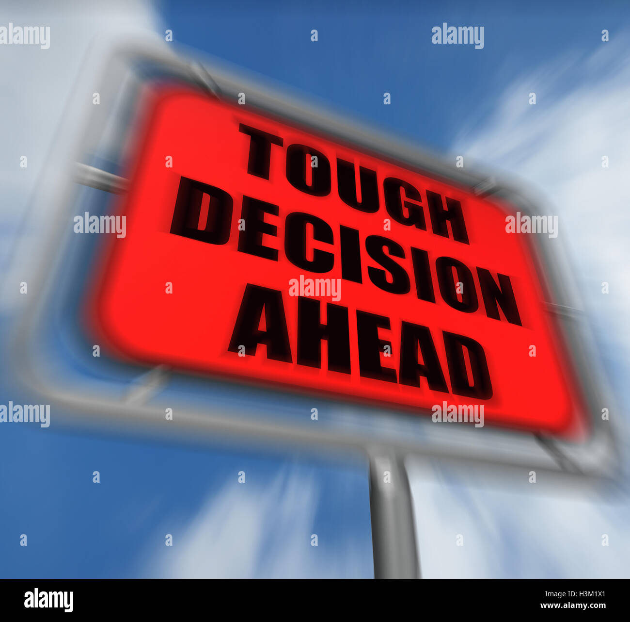 Decisione difficile Avanti viene visualizzato il segno di incertezza e di difficile Cho Foto Stock