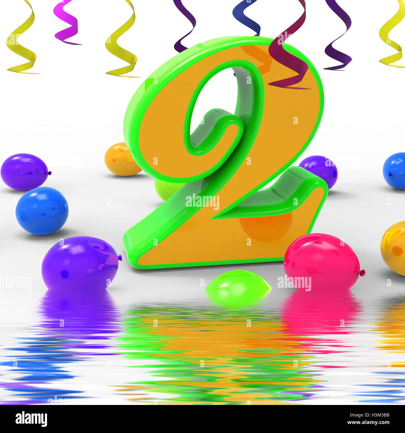 Il numero due delle parti Visualizza festa di compleanno o una festa Foto Stock