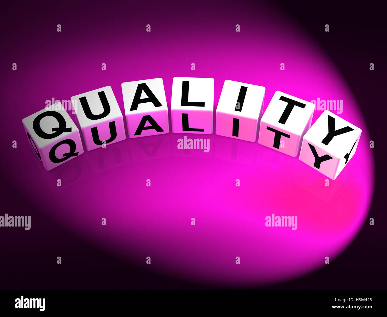 Dadi di qualità significa qualità dei tratti e gli aspetti Foto Stock