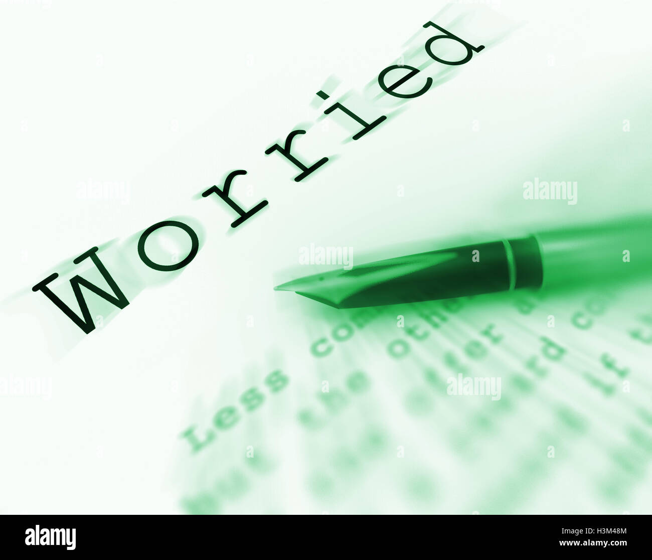 Preoccupato Word visualizza paura turbato o interessati Foto Stock