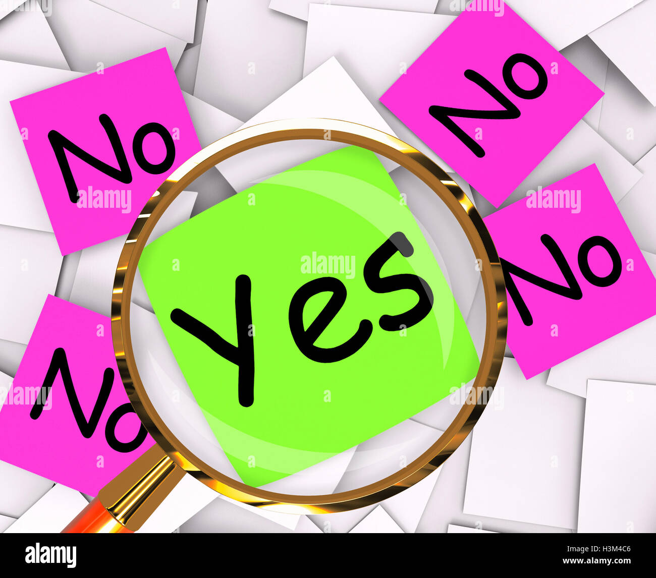 Sì No Carte Post-It significa positivo o in calo Foto Stock