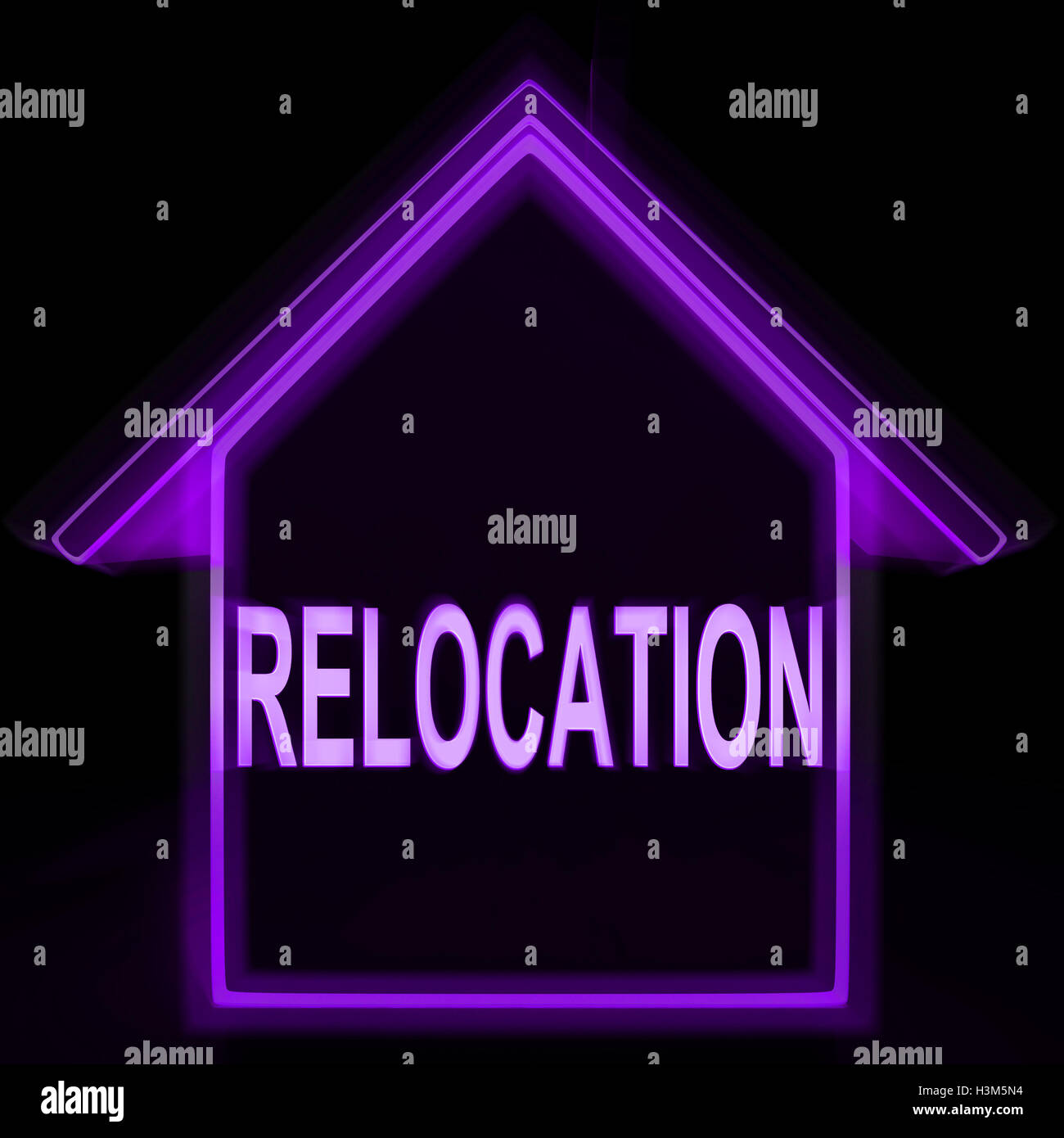 Delocalizzazione Home significa nuova residenza o indirizzo Foto Stock