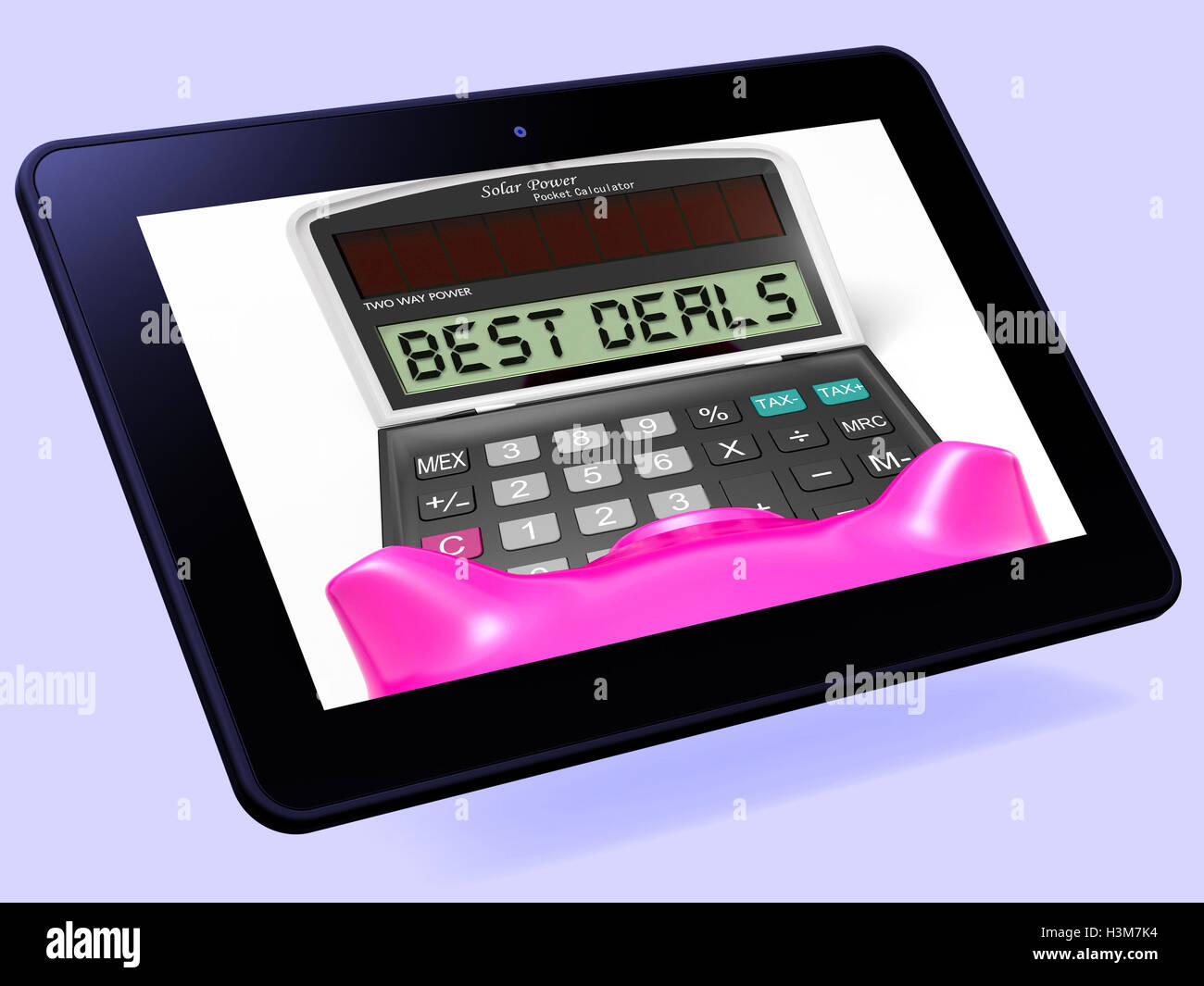 Migliori offerte Calcolatrice Tablet significa grande compra e risparmi Foto Stock