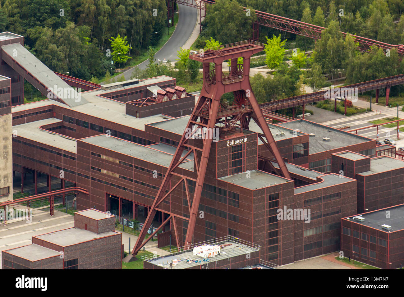 Areale di colpo di Zollverein colliery, un sito patrimonio mondiale dell'UNESCO a Essen in Germania, ex più grande miniera di carbone nel mondo, Foto Stock