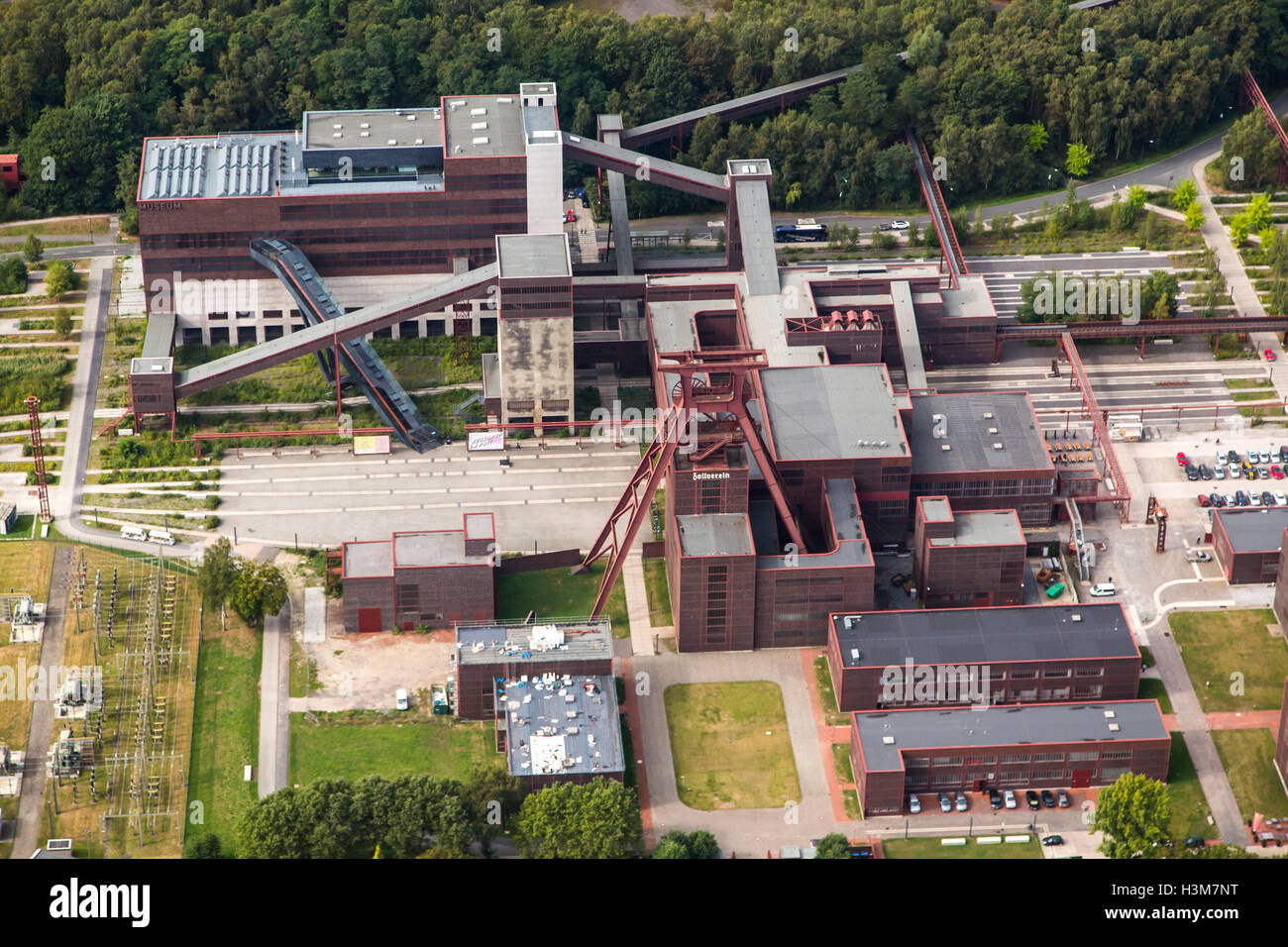 Areale di colpo di Zollverein colliery, un sito patrimonio mondiale dell'UNESCO a Essen in Germania, ex più grande miniera di carbone nel mondo, Foto Stock