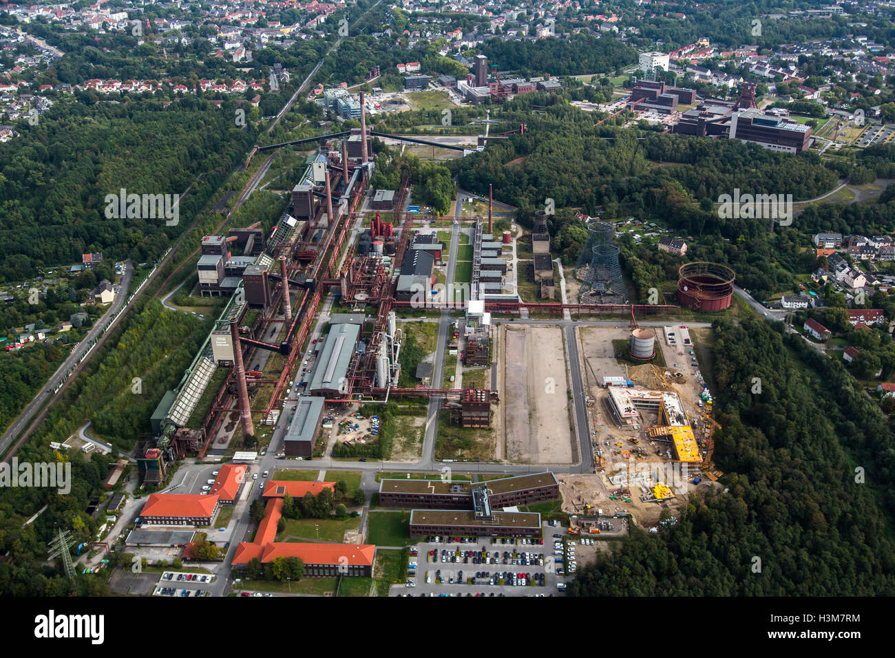 Areale di colpo di Zollverein colliery, un sito patrimonio mondiale dell'UNESCO a Essen in Germania, ex più grande miniera di carbone nel mondo, Foto Stock