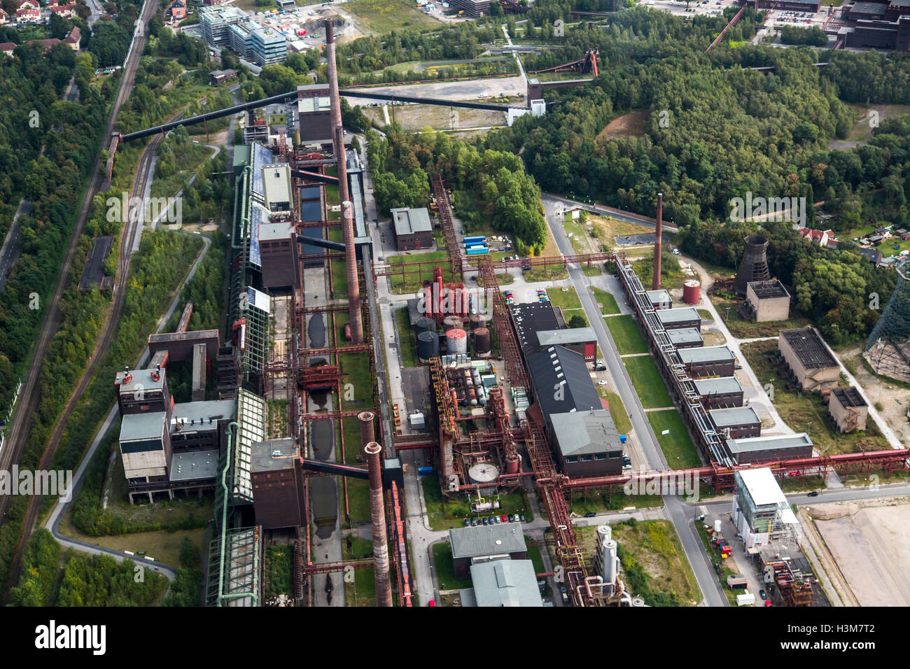 Areale di colpo di Zollverein colliery, un sito patrimonio mondiale dell'UNESCO a Essen in Germania, ex più grande miniera di carbone nel mondo, Foto Stock