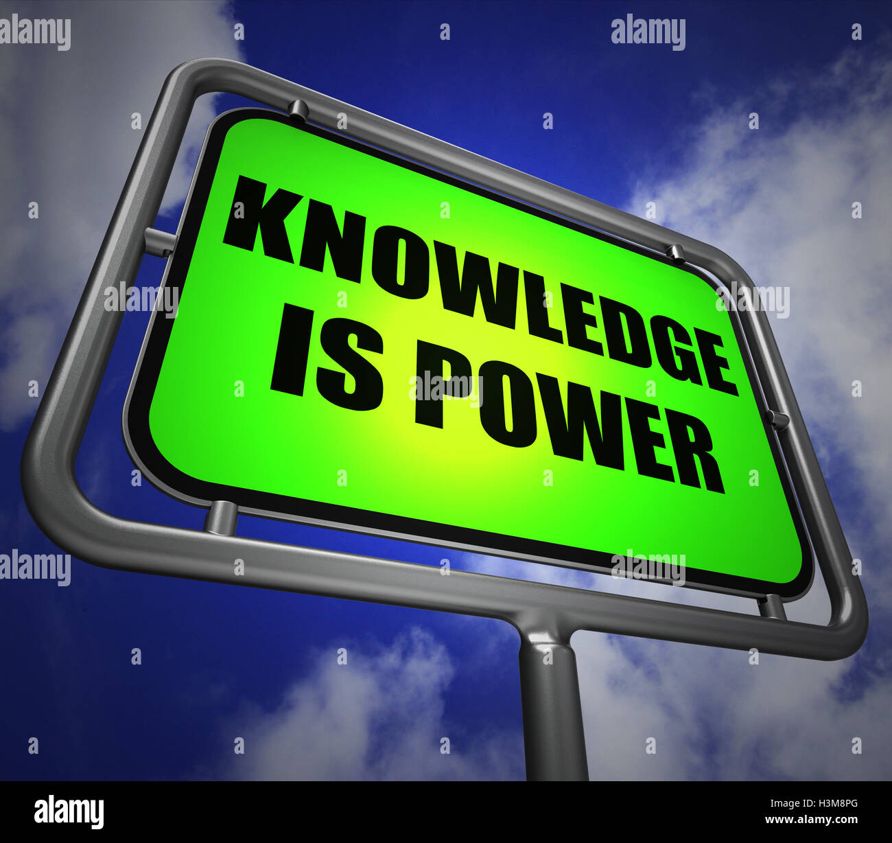La conoscenza è potere Signpost rappresenta Educazione e Sviluppo Foto Stock